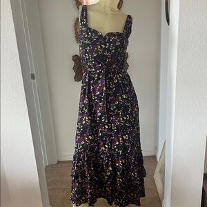 PAIGE Black and Purple Floral Maxi Dress